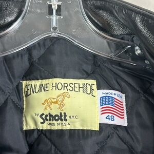 Schott NYC Black Leather Cate Racer Jacket
Size 48